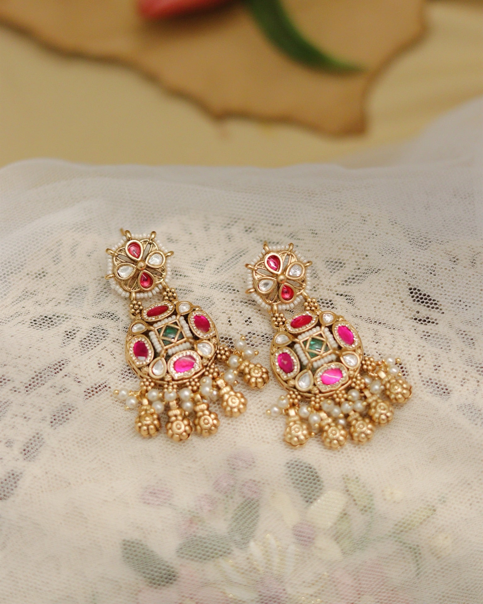 Ruby Kundan Earrings