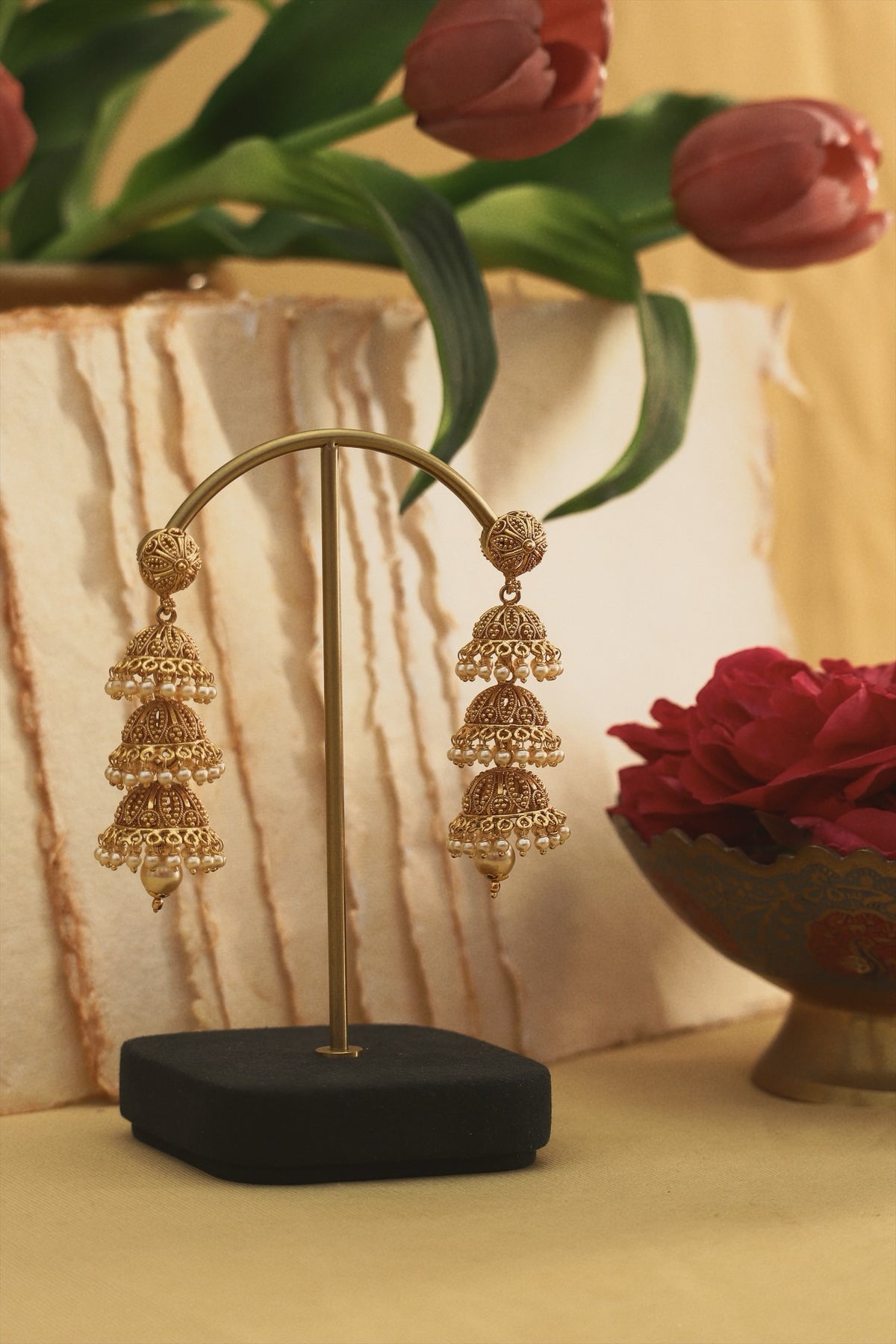 Triple Jhumki Earrings