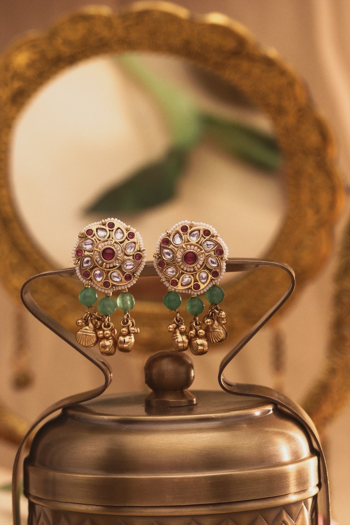 Kundan Ruby Studs