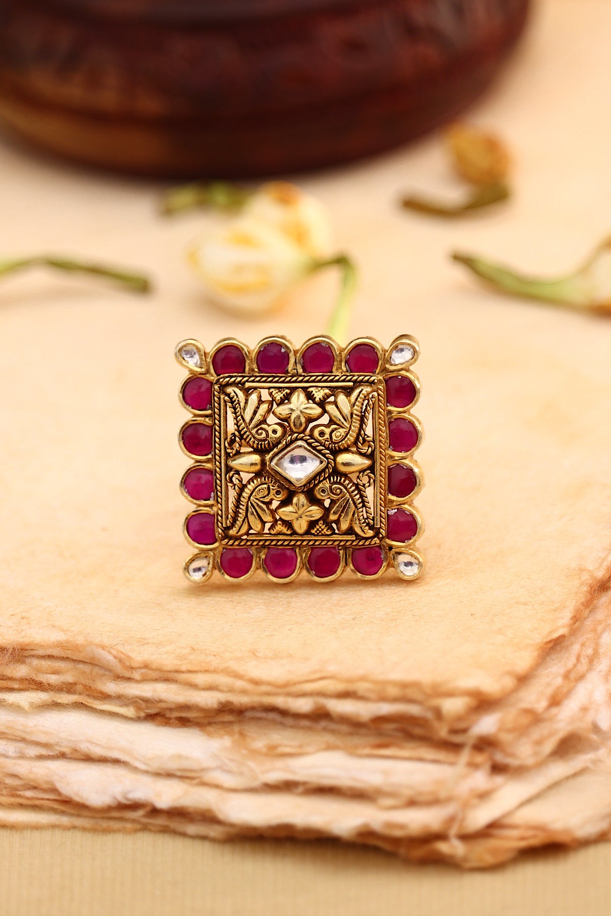 Ruby Polki Ring