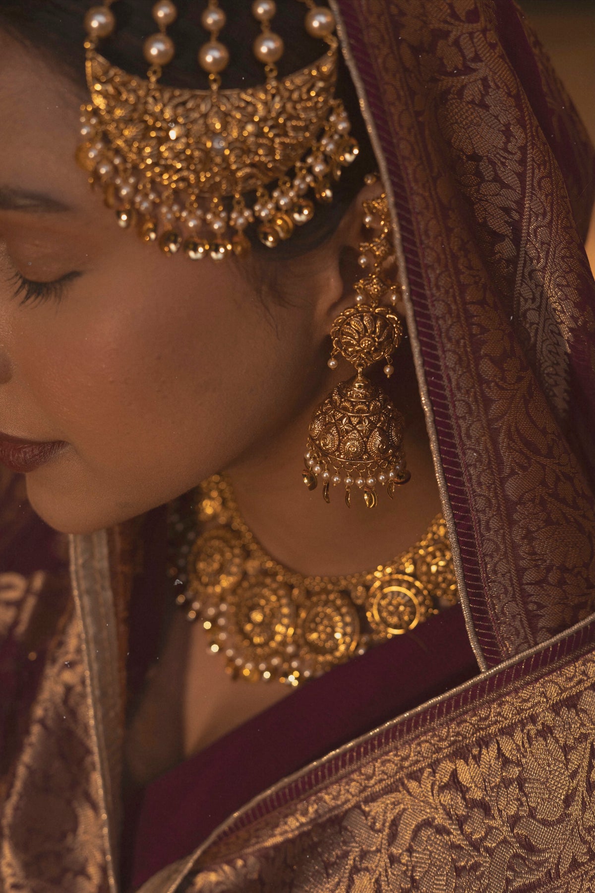 Bahar Pippal Patti Jhumki Earrings