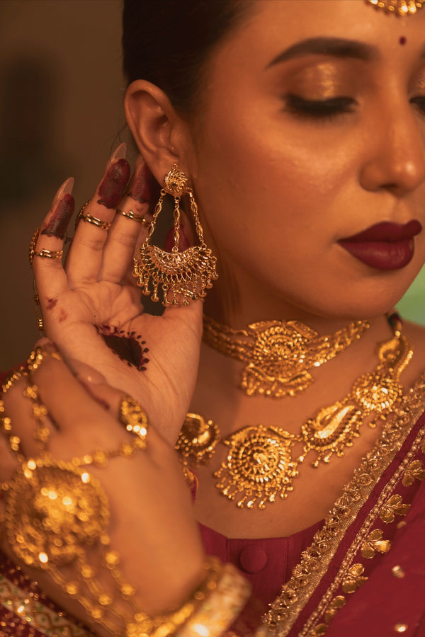ਪੰਜਾਬ ੧੯੭੦ Silver 24k Gold Plated Necklace & Earrings