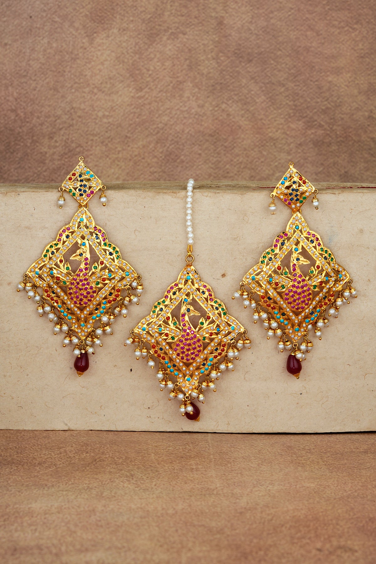 Peacock Jadau Earrings Jadau Set