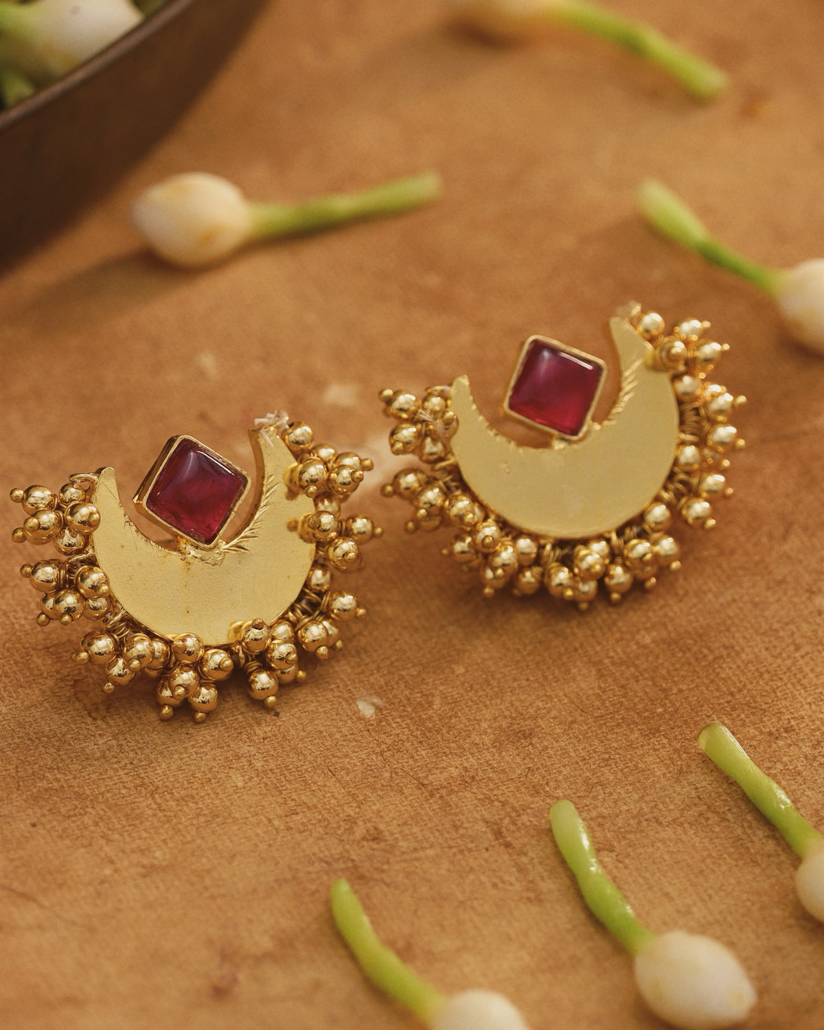 chaand ruby studs