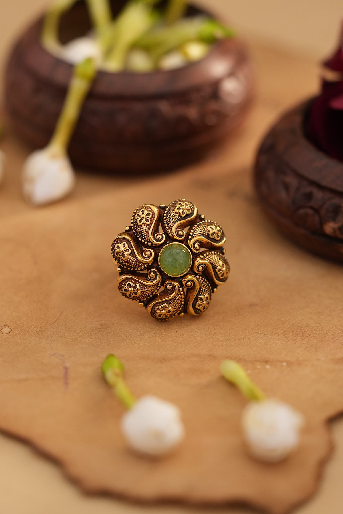 Mint Paisley Ring
