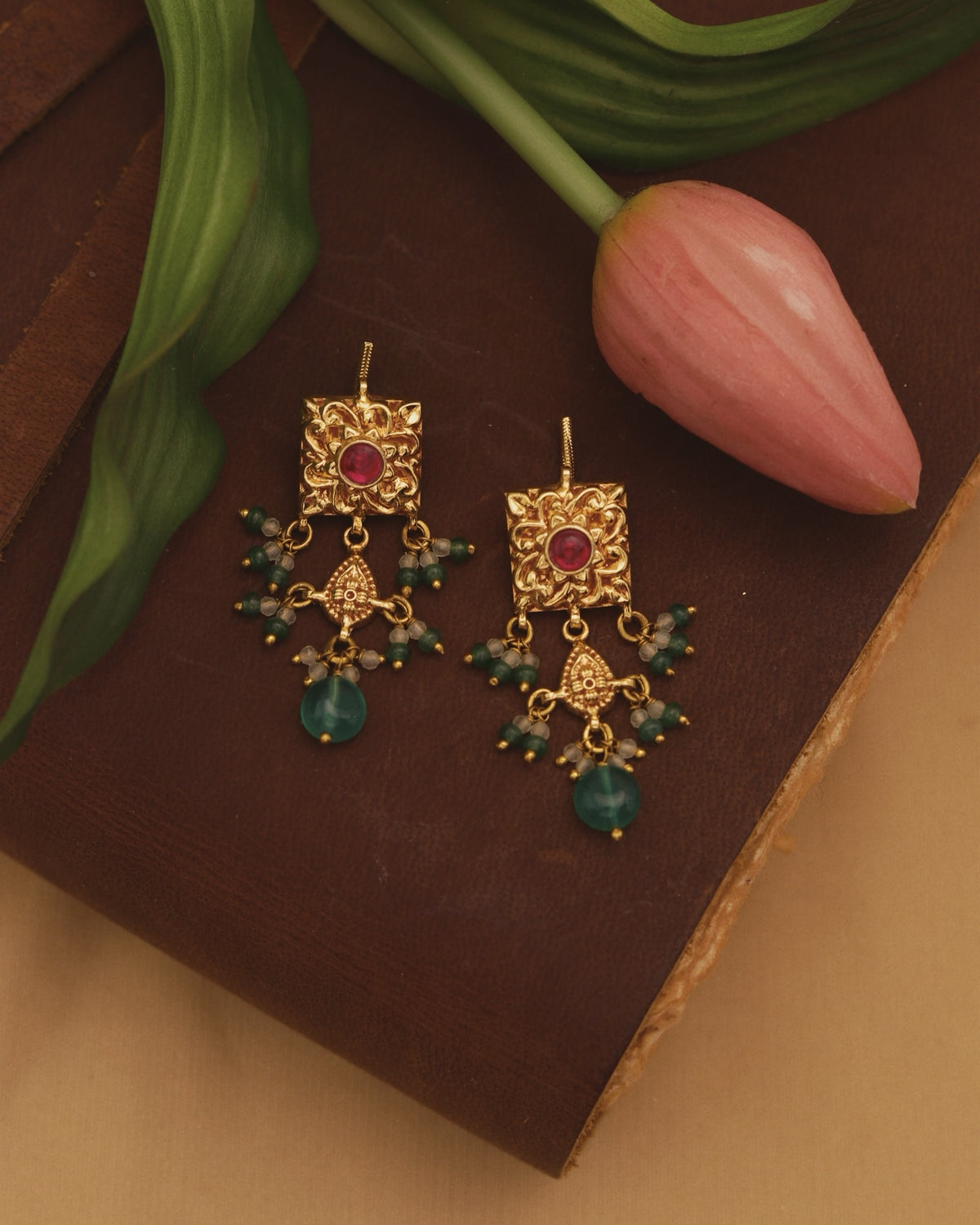 ruby green studs