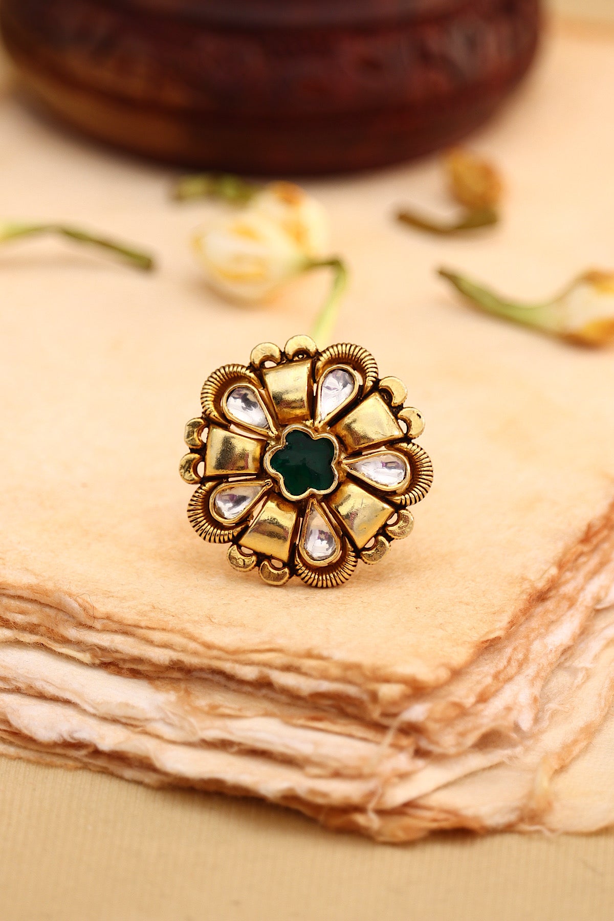 Flower Polki Ring