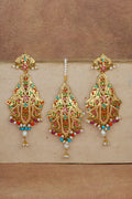 Dimple Jadau Earrings Tikka Set