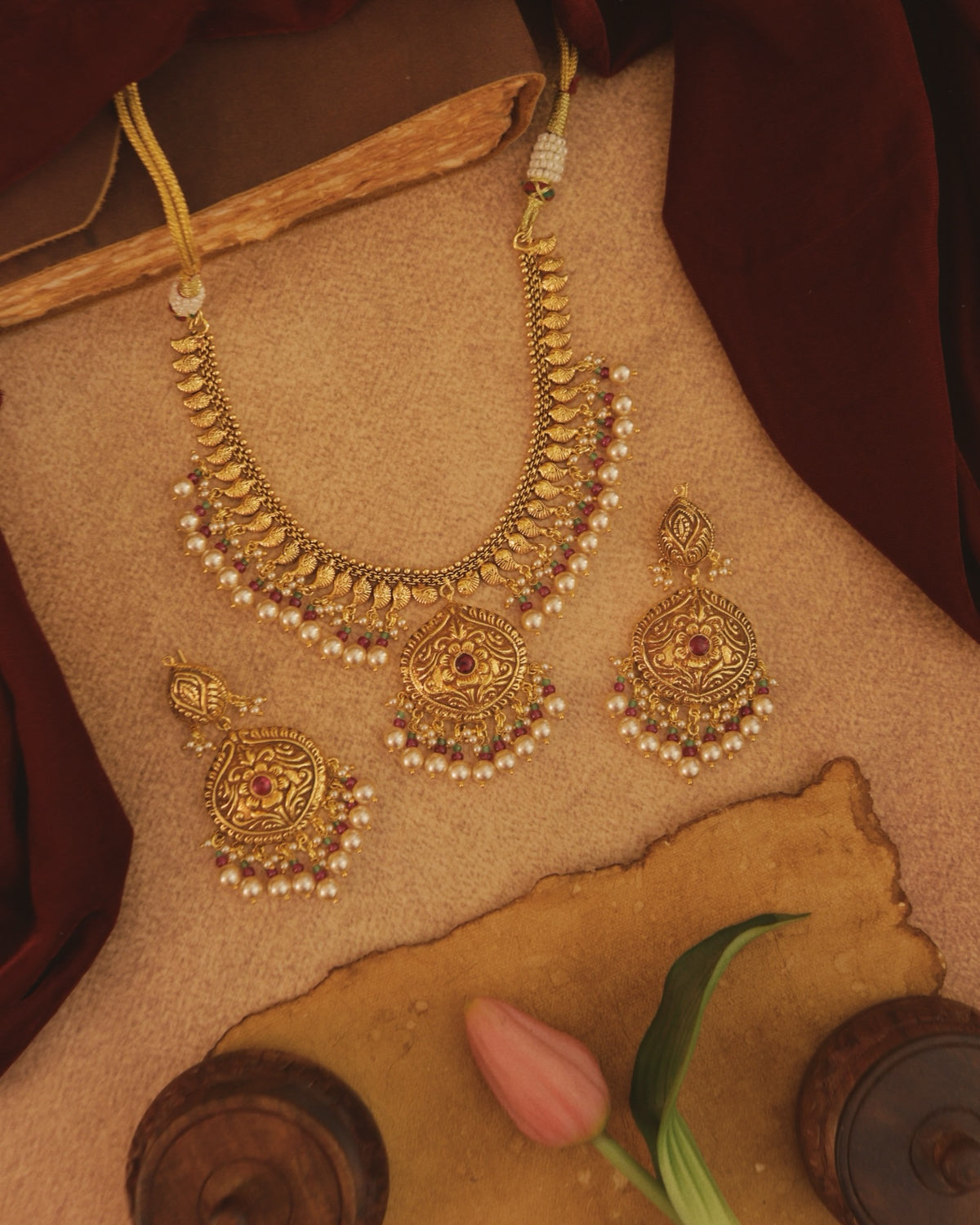 Malika Ruby Mint Necklace Set