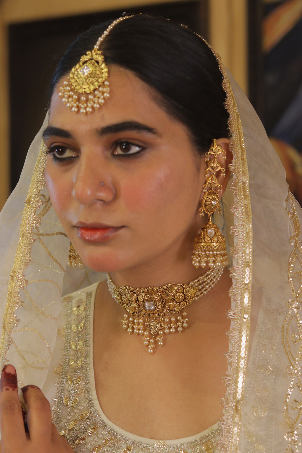 Rida Pearl Choker Set with Tikka