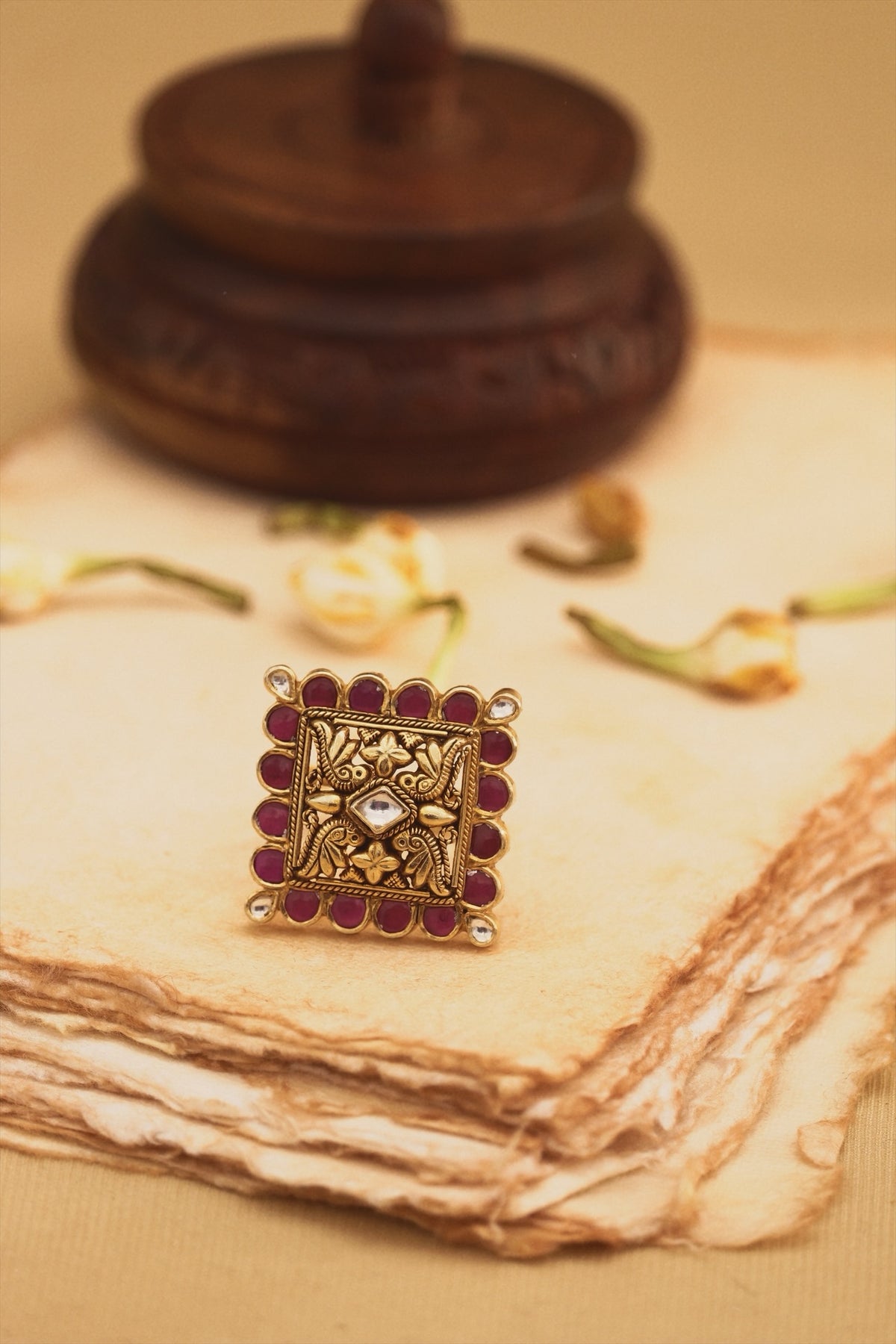 Kundan Rubby Ring