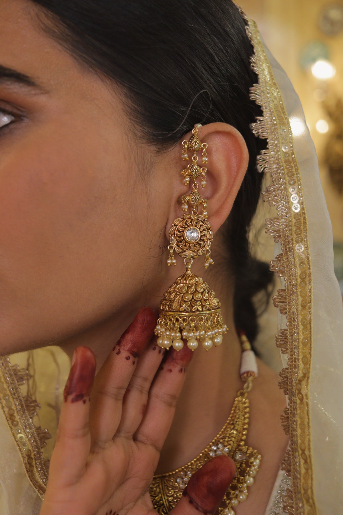MOti Mahal Jhumki Earrings