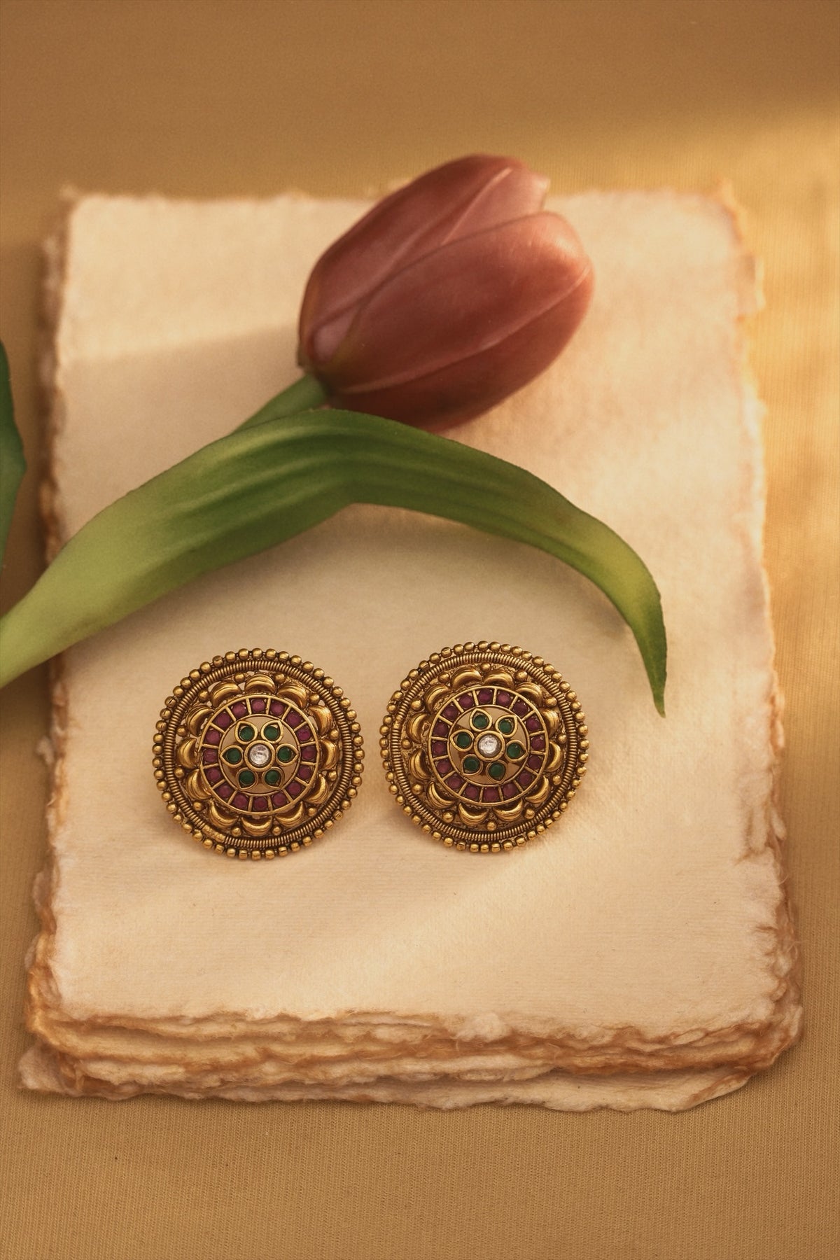 Ruby Emerald Studs