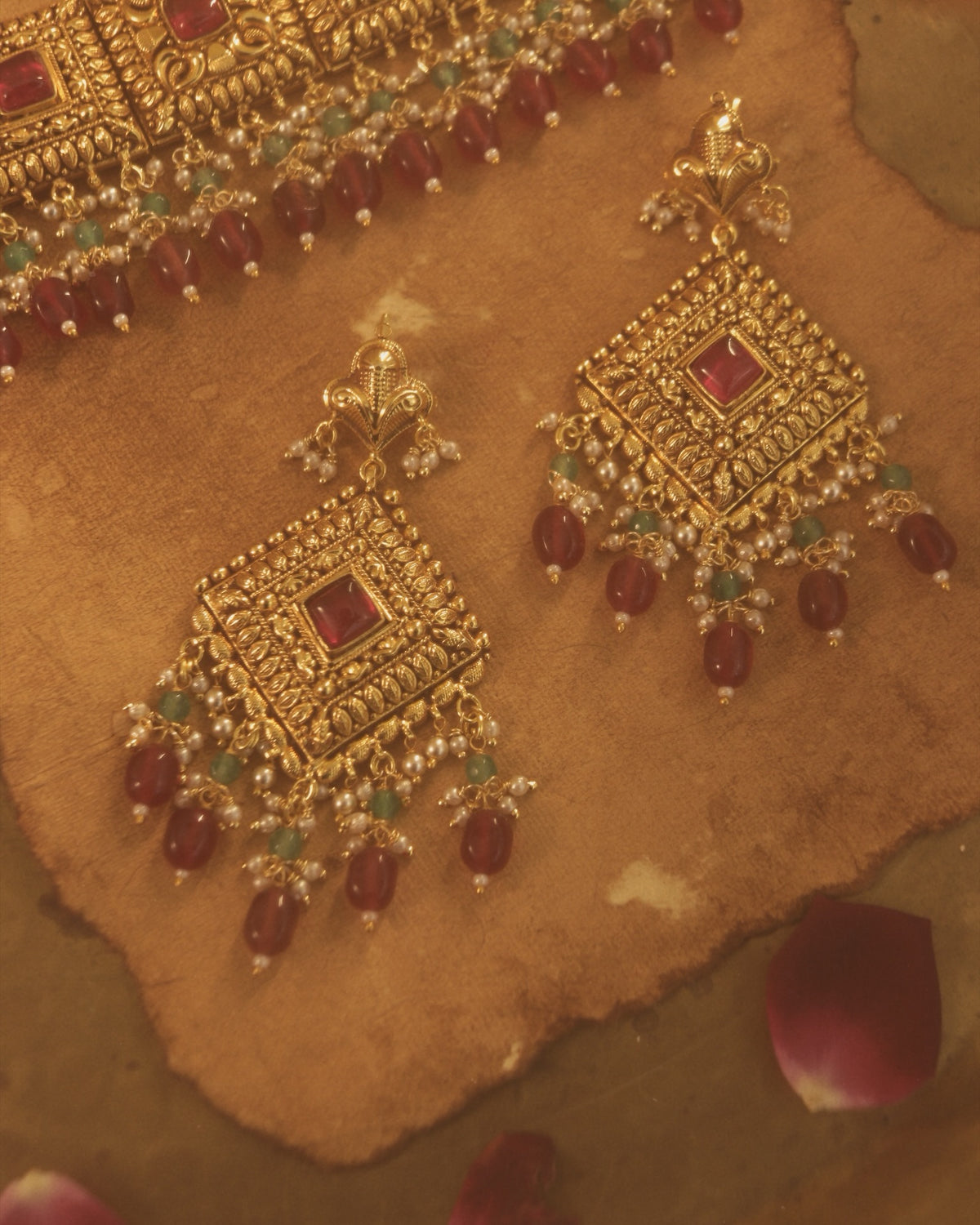 mona rubby emerald earrings