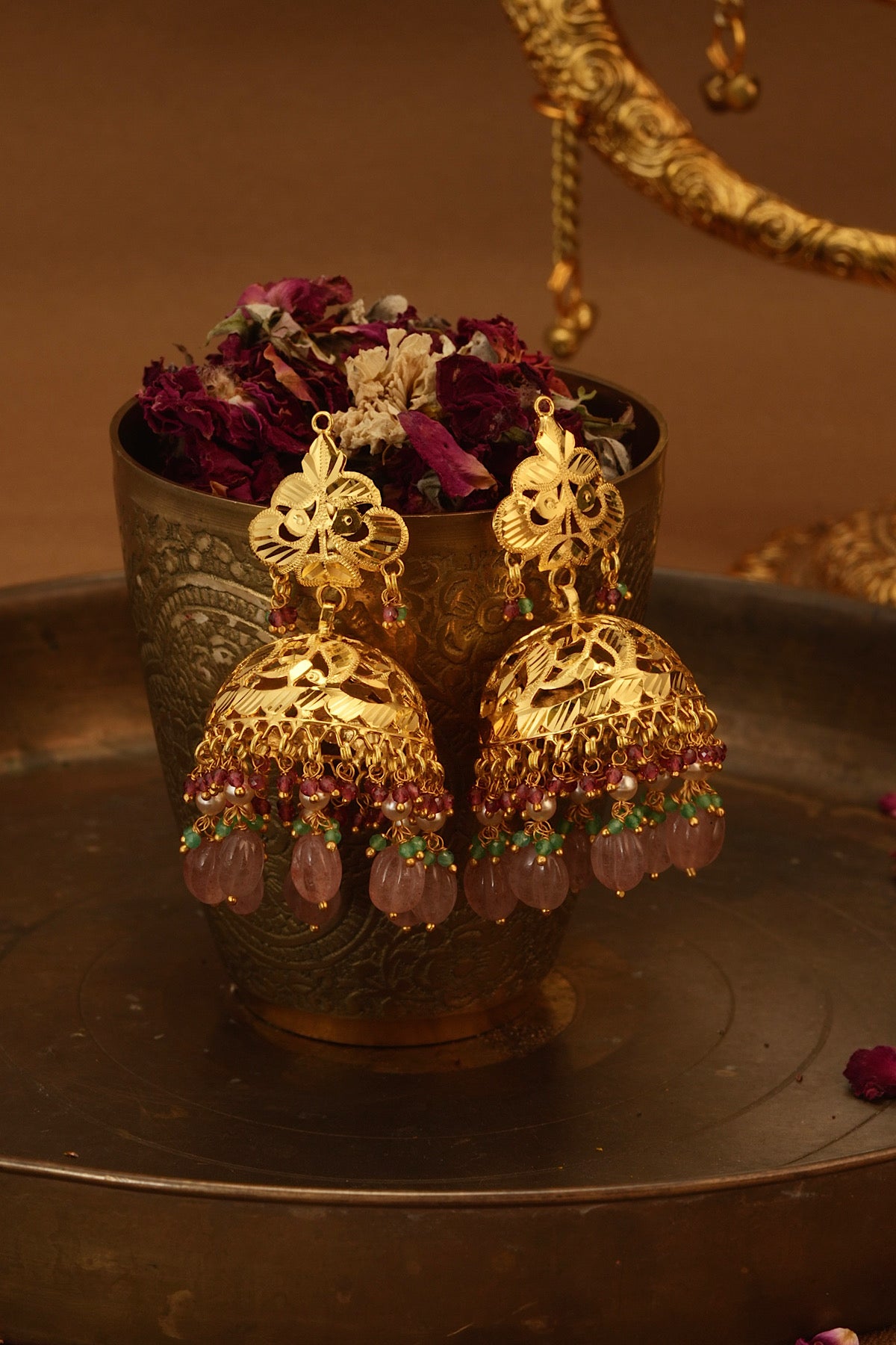 Gulabi Jhumki Earrings