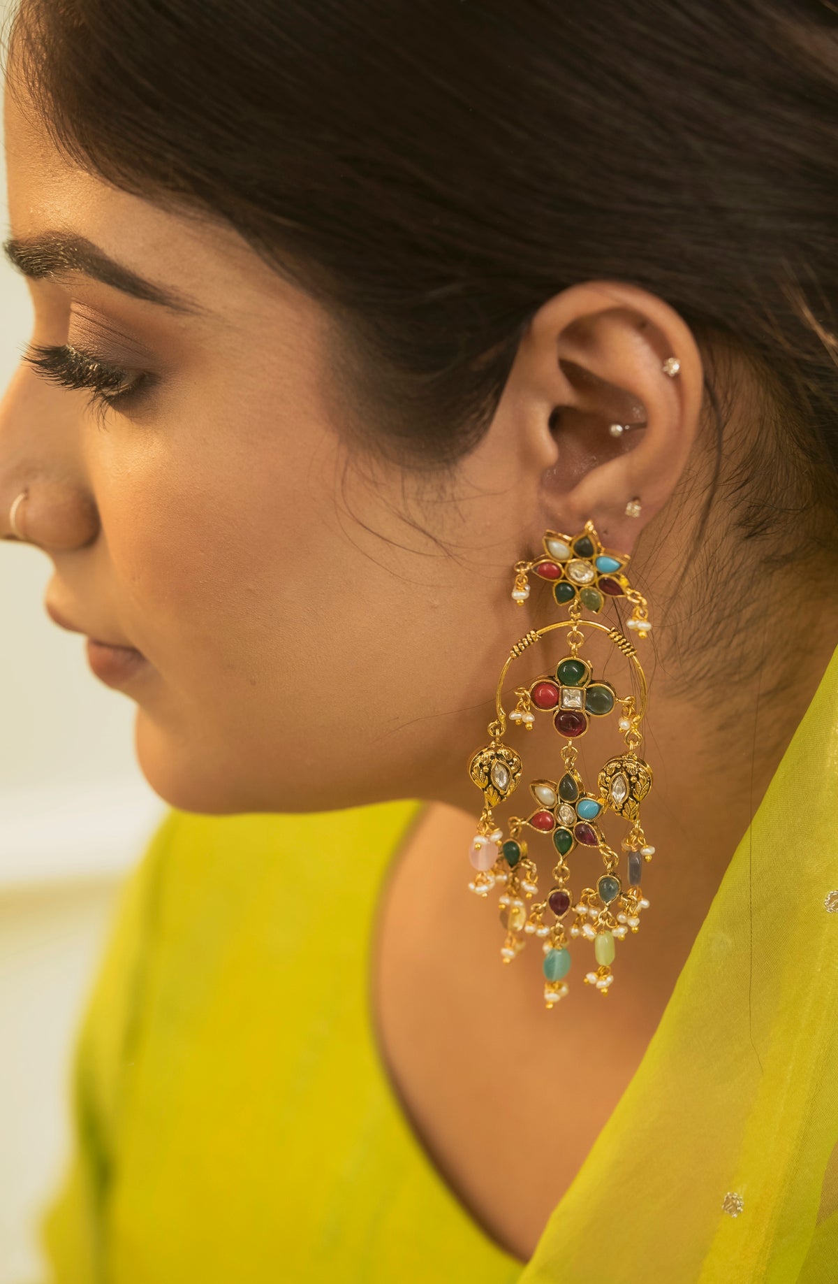 Nehal  Navratan Earrings