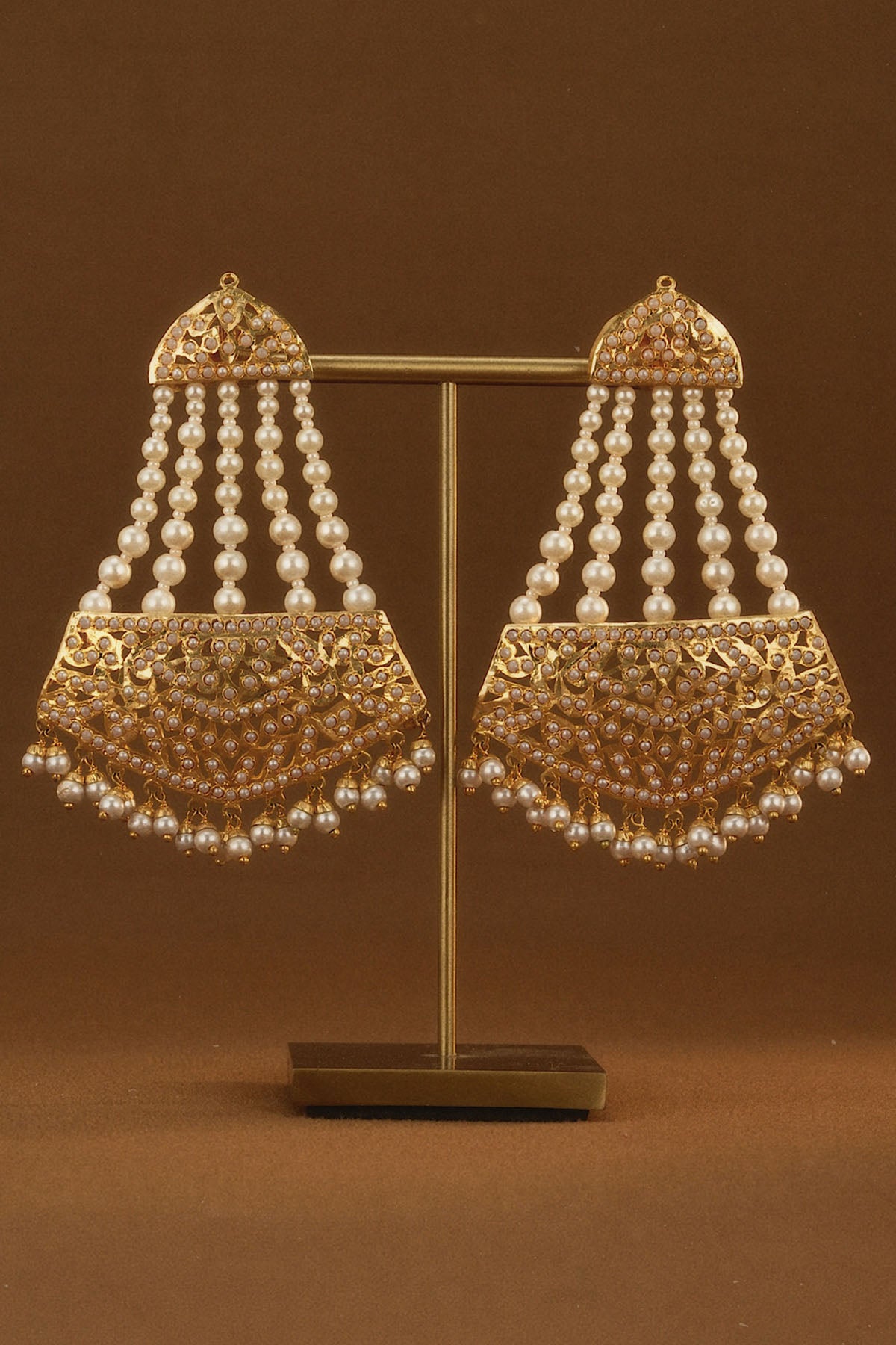 Jadau Moti Jhumar Earrings