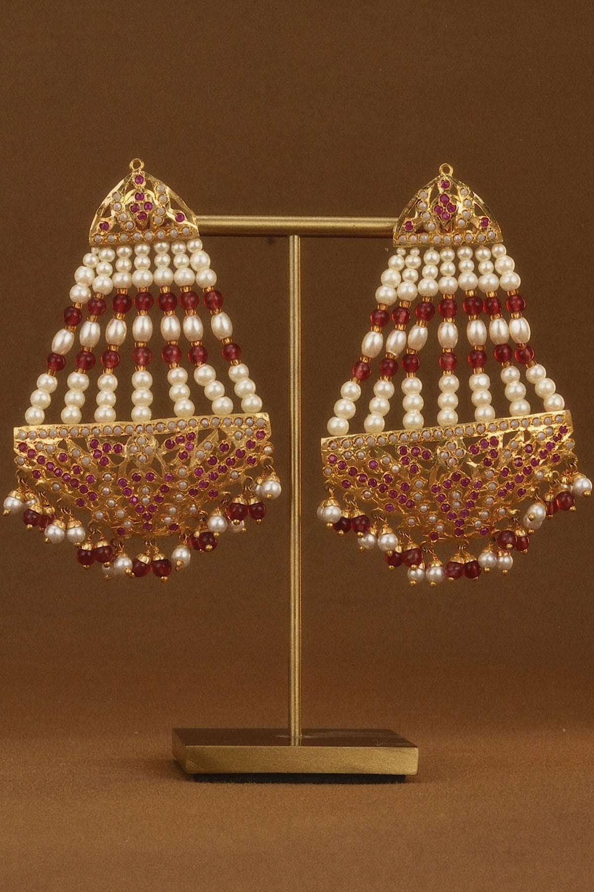 Jadau Ruby Green Earrings