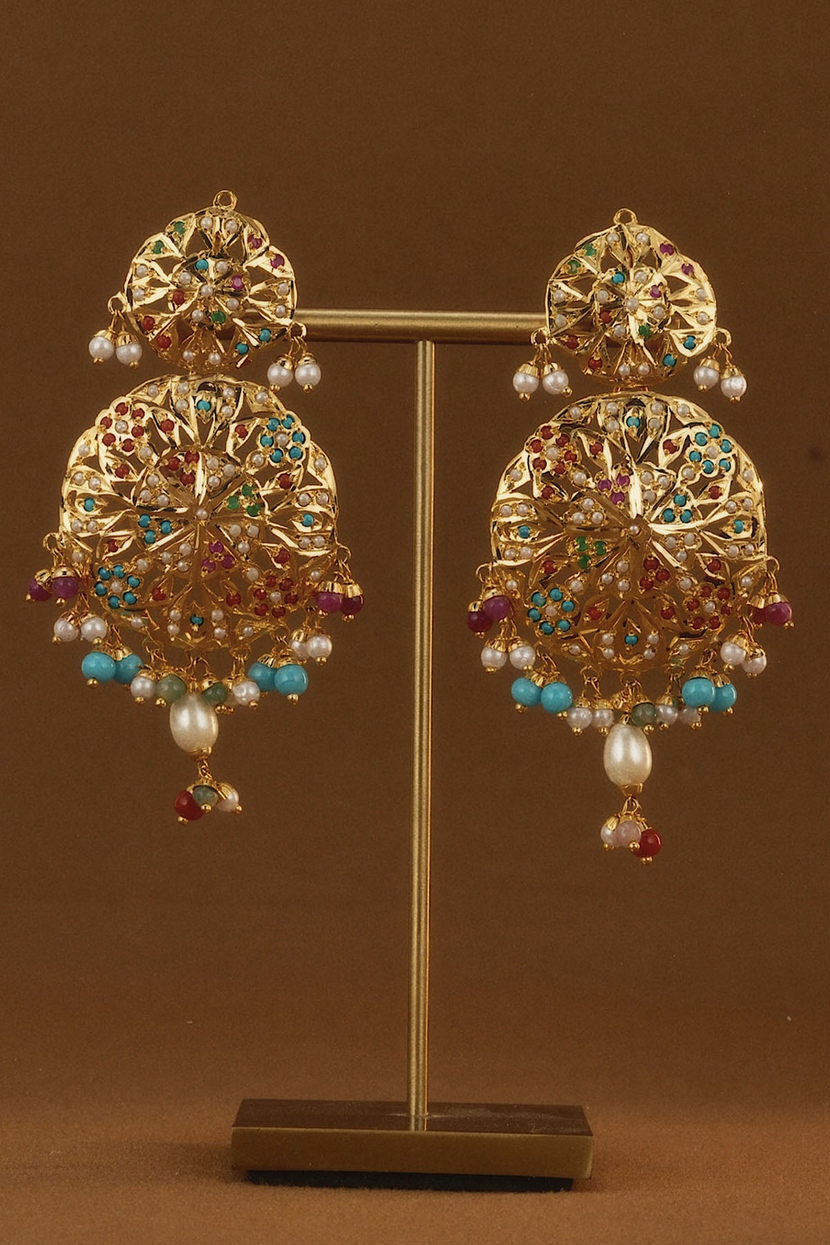 Jadau Navratan Earrings