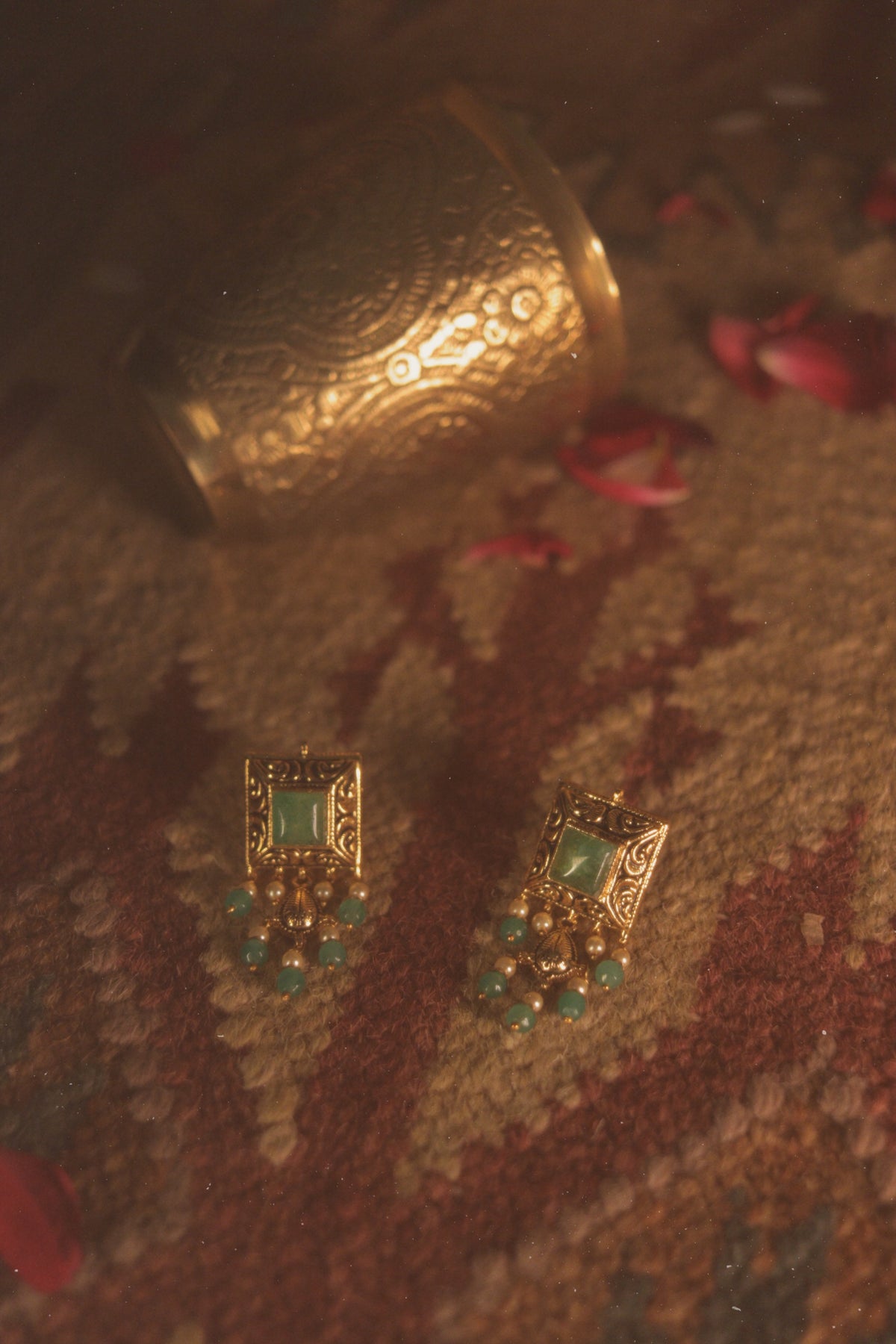 Antique Gold Jade Studs