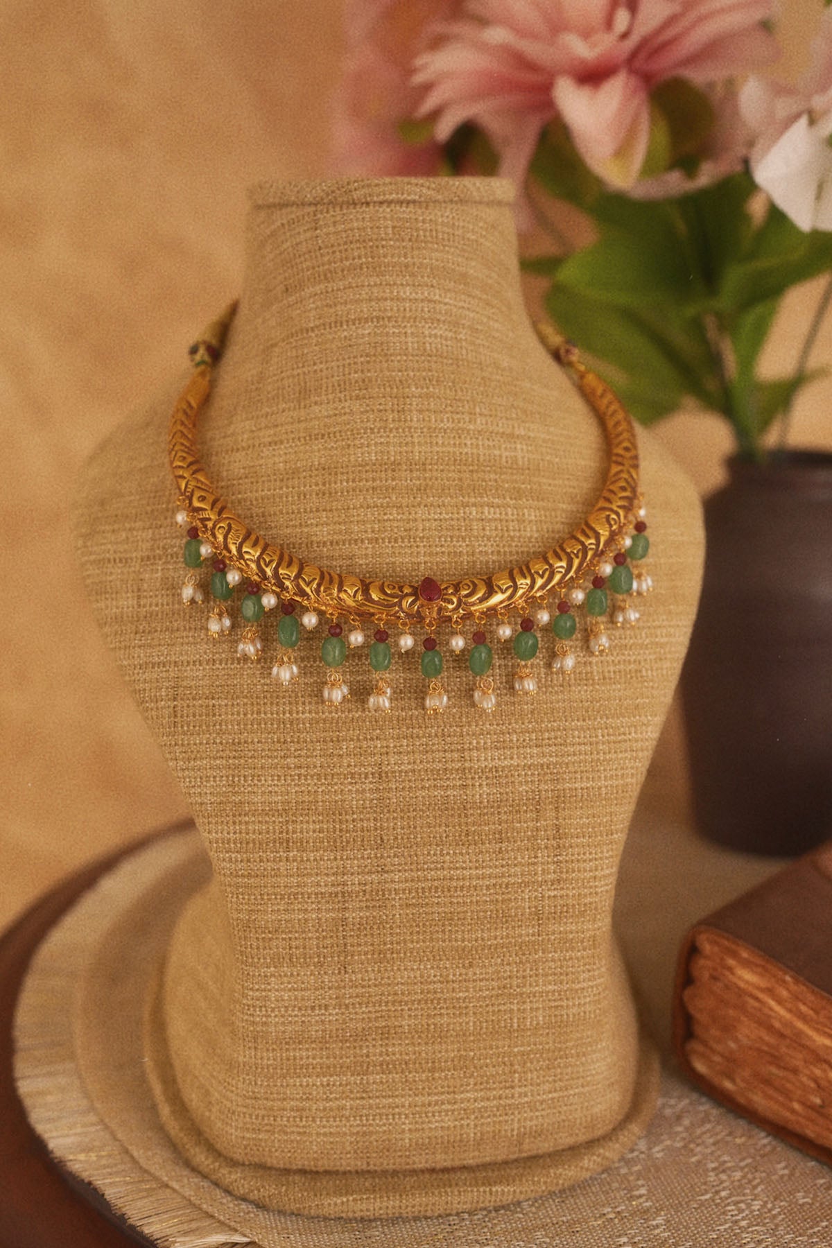 Kundan Ruby Mint Hasli