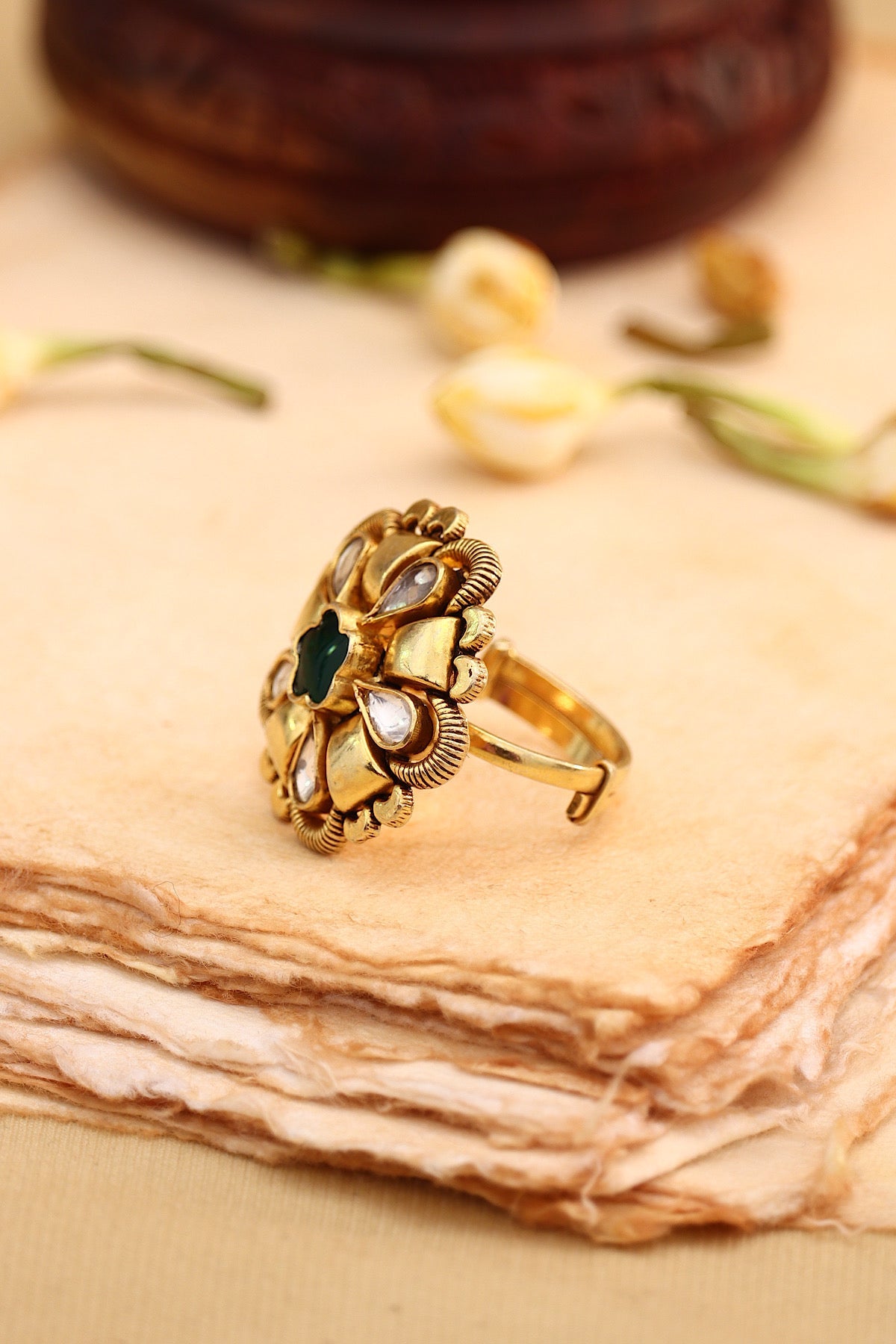 Flower Polki Ring