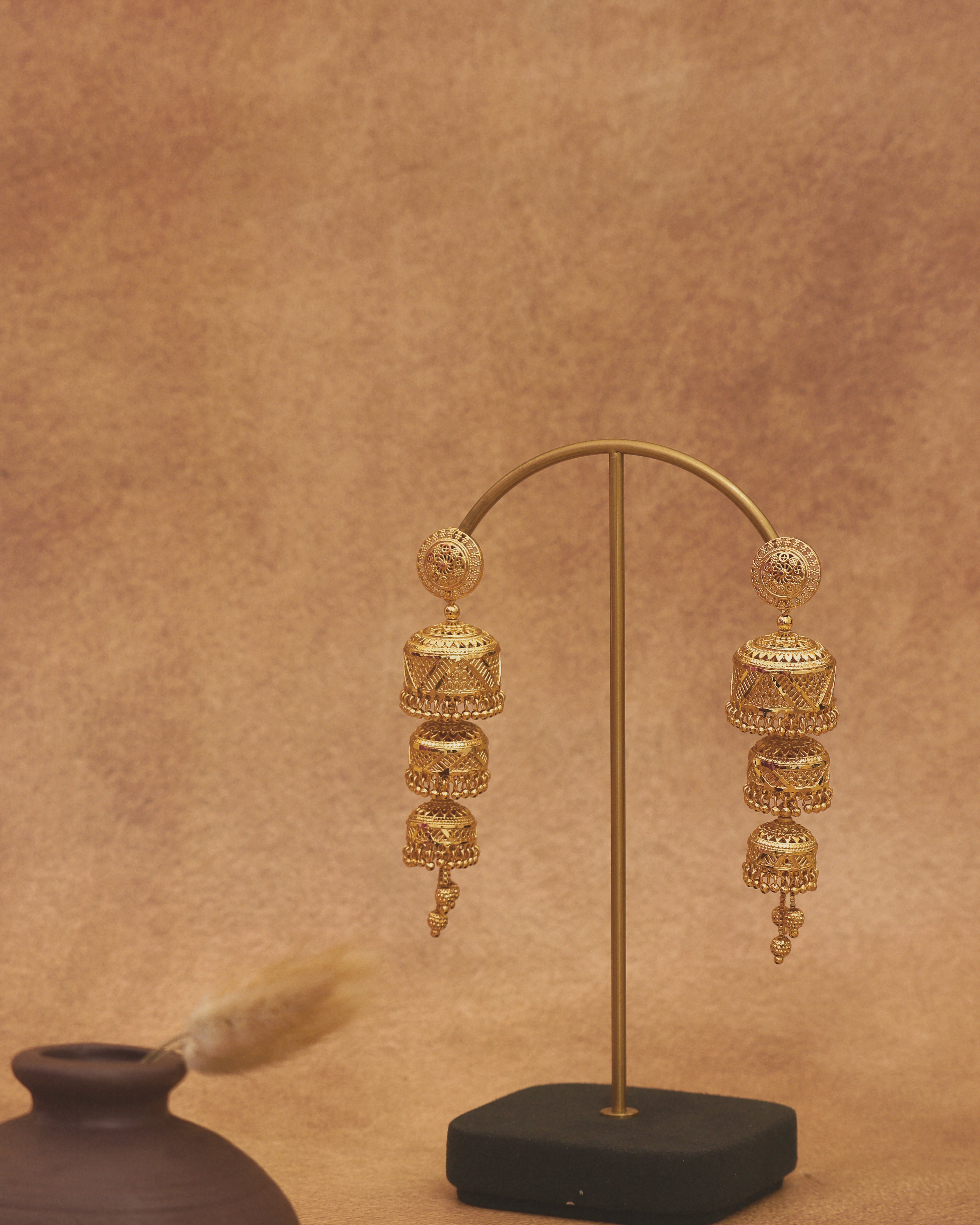 Triple Jhumki Earrings