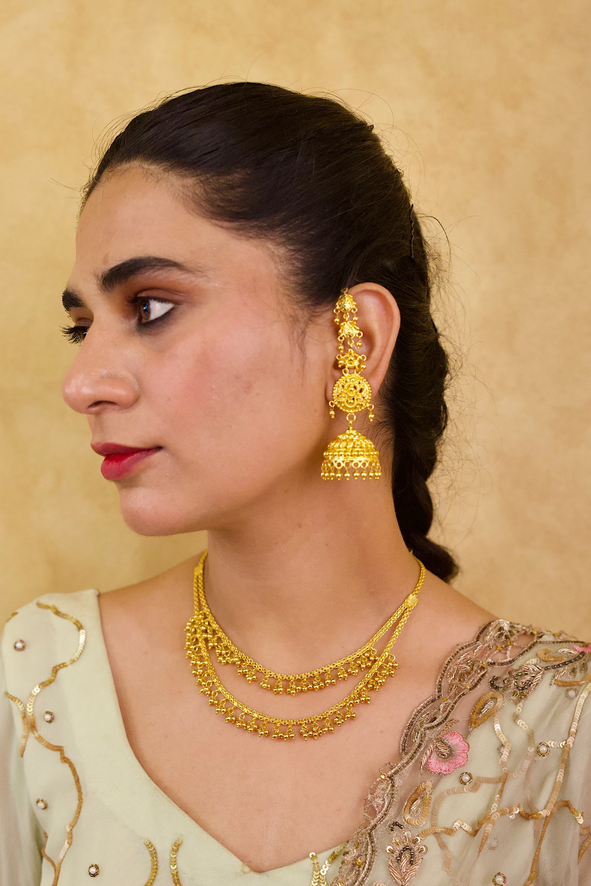 Double Chain Jhumki Set